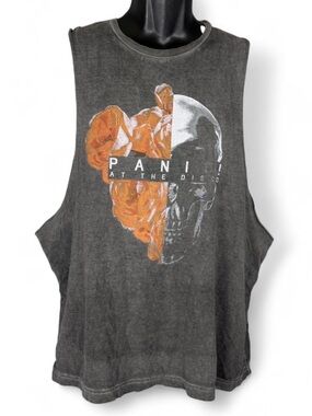 Panic! At The Disco Gray Skull & Rose Muscle Tank Top Size XL